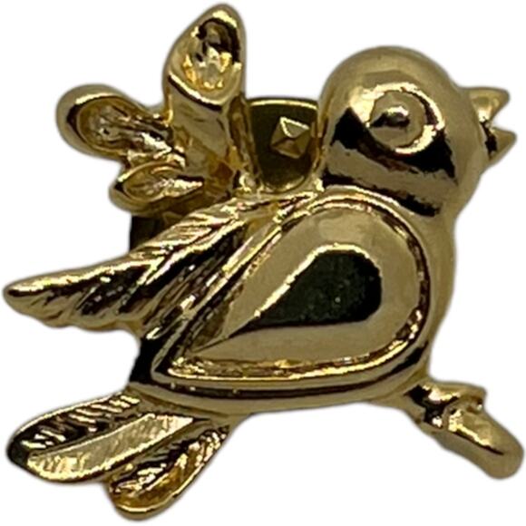 JJI Gold-Tone Bird Pin Brooch - Vintage Small Songbird Design - Picture 2 of 6